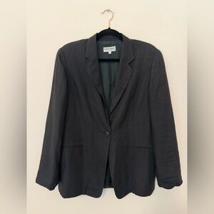 Armani Le Collezioni Black 100% Linen One Button Blazer Sz 14 Lagenlook Capsule